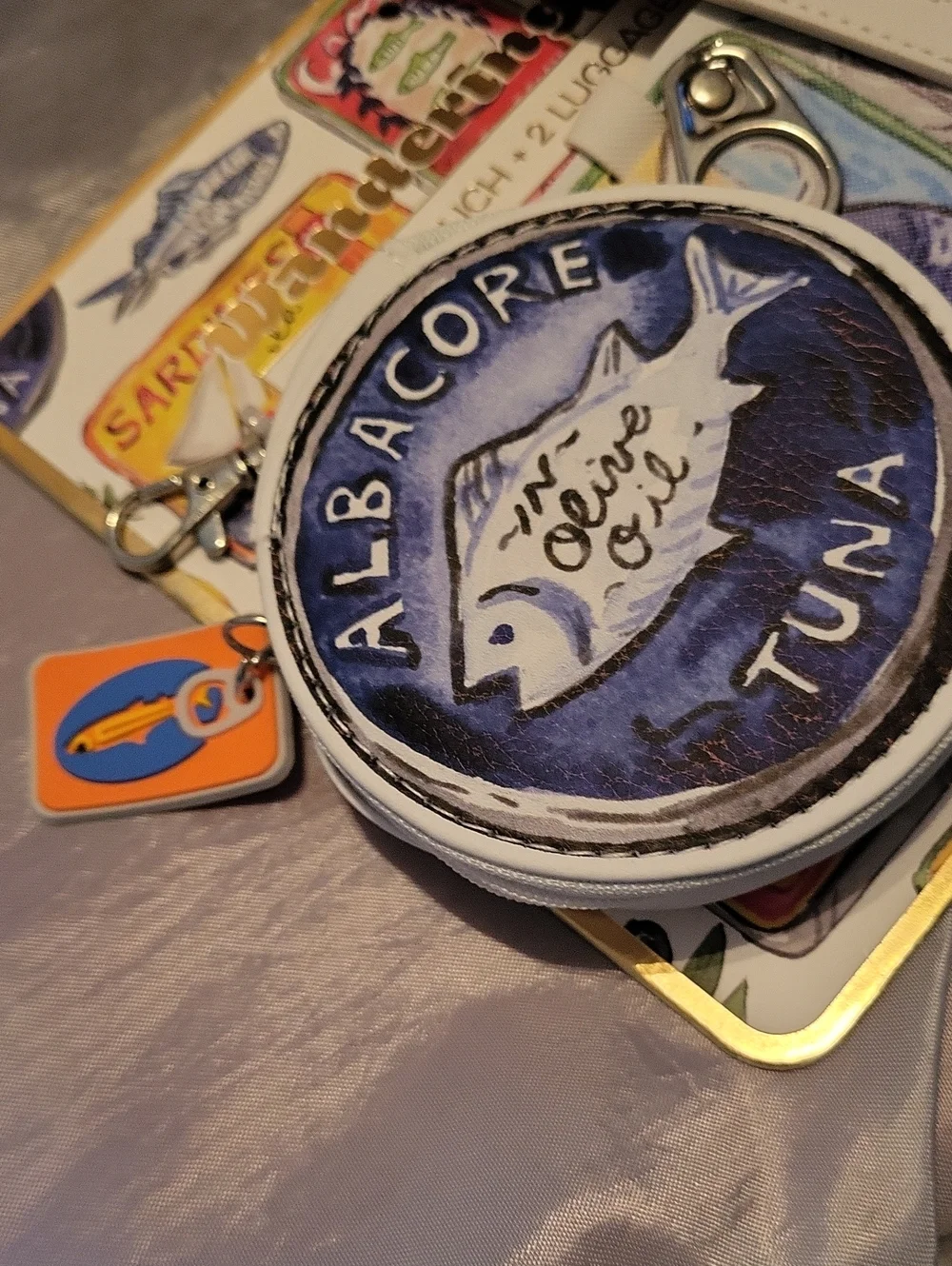 Albacore Tuna Zipper Pouch + Sardine Luggage Tags Set